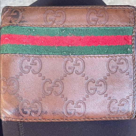 Gucci Brown Wallet with Red and Green Stripe Wallet - Picture 1 of 5